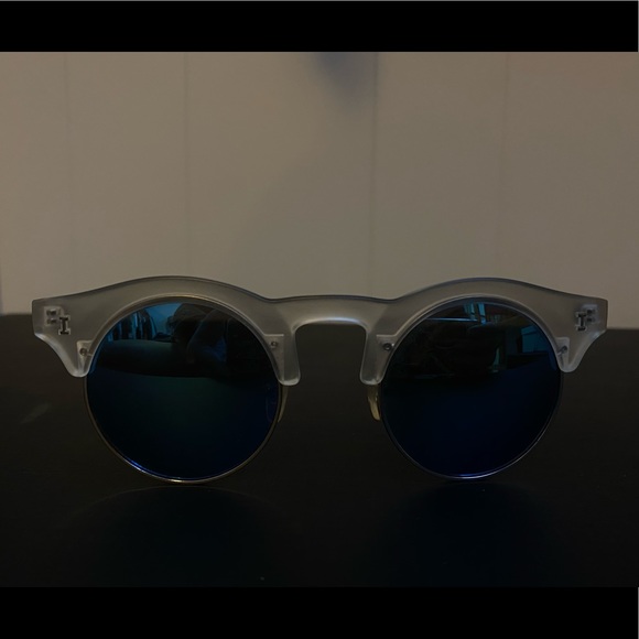 Round blue mirrored sunglasses - Picture 4 of 5